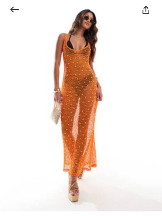 ASOS Other - ASOS Orange Sheer Beaded Swim Coverup Maxi